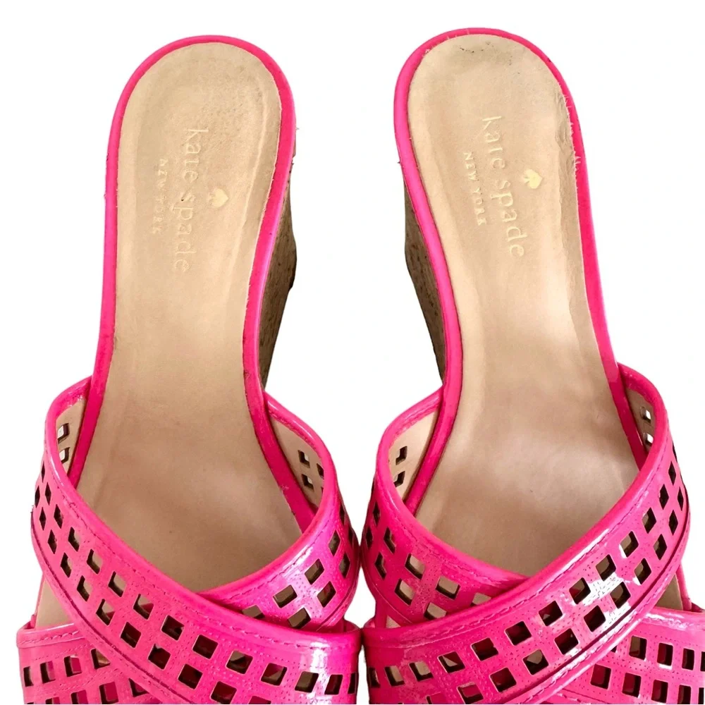 Kate Spade Patent Sandals Pink Wedges